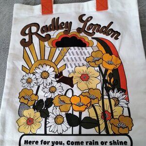 Radley London Floral "Here For You, Come Rain or Shine" Retro Canvas Tote Bag